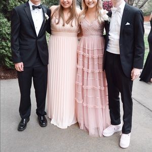 needle & thread cami strap embroidered maxi dress in rose pink